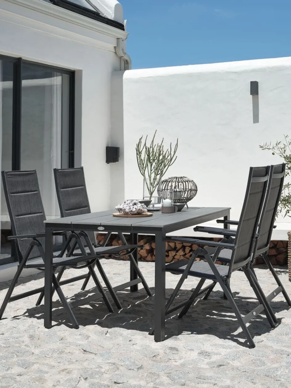 New MARIELYST + MYSENMesa MARIELYST L150 + 4 sillas MYSEN gris Conjuntos Mesa Y Sillas De Jardín
