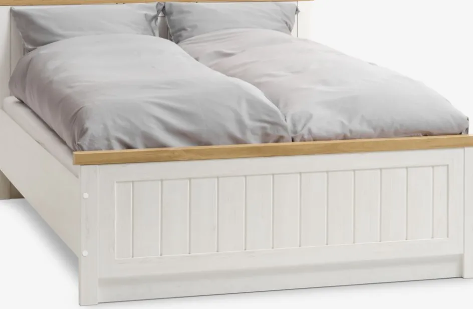 MARKSKELEstructura cama MARKSKEL 135x190 blanco/roble salvaje nat Estructuras De Cama|90 X 190 Cm