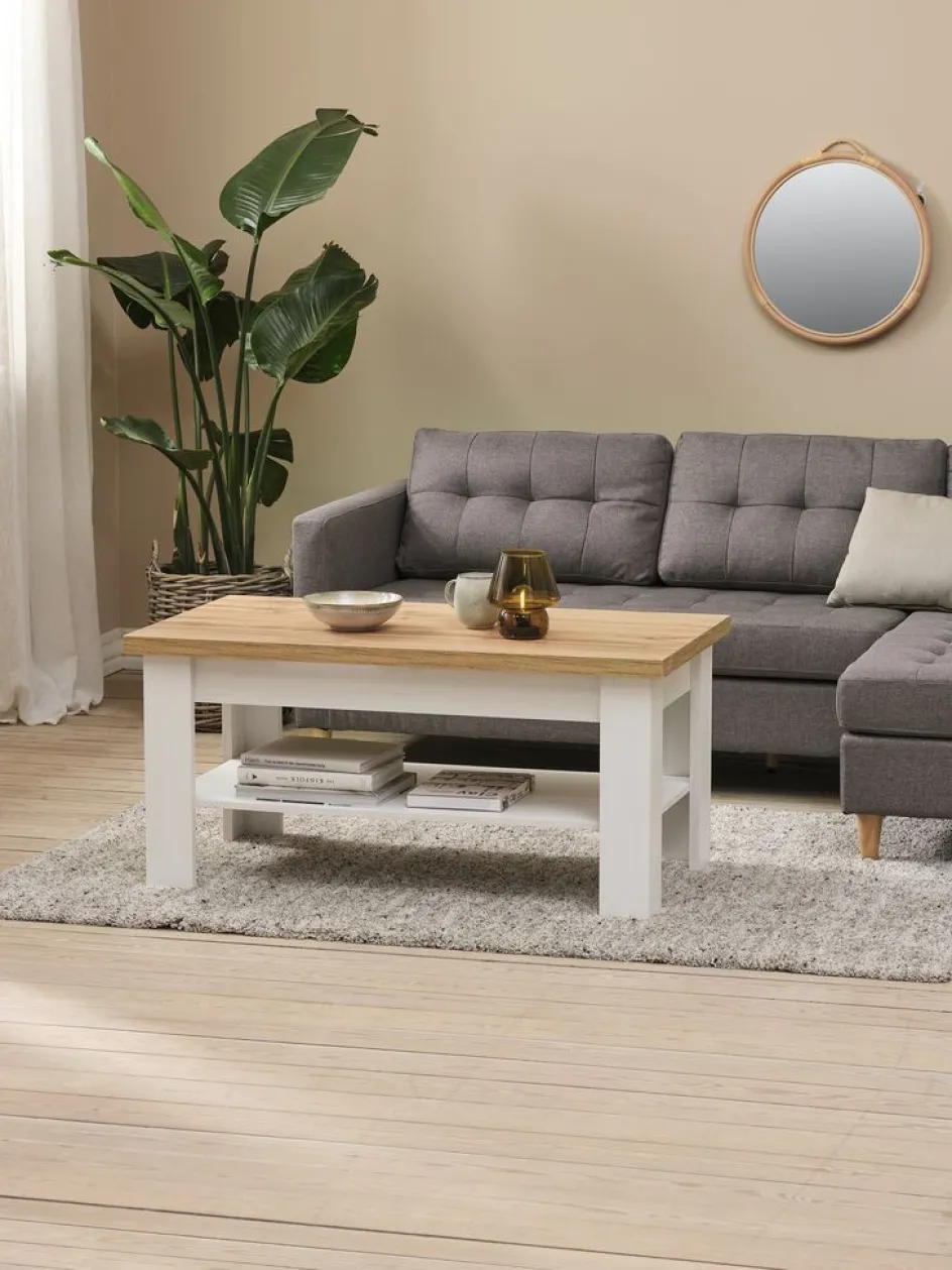 Discount MARKSKELMesa de centro MARKSKEL 60x110 blanco/color roble salvaje Mesas De Centro|Mesas Auxiliares