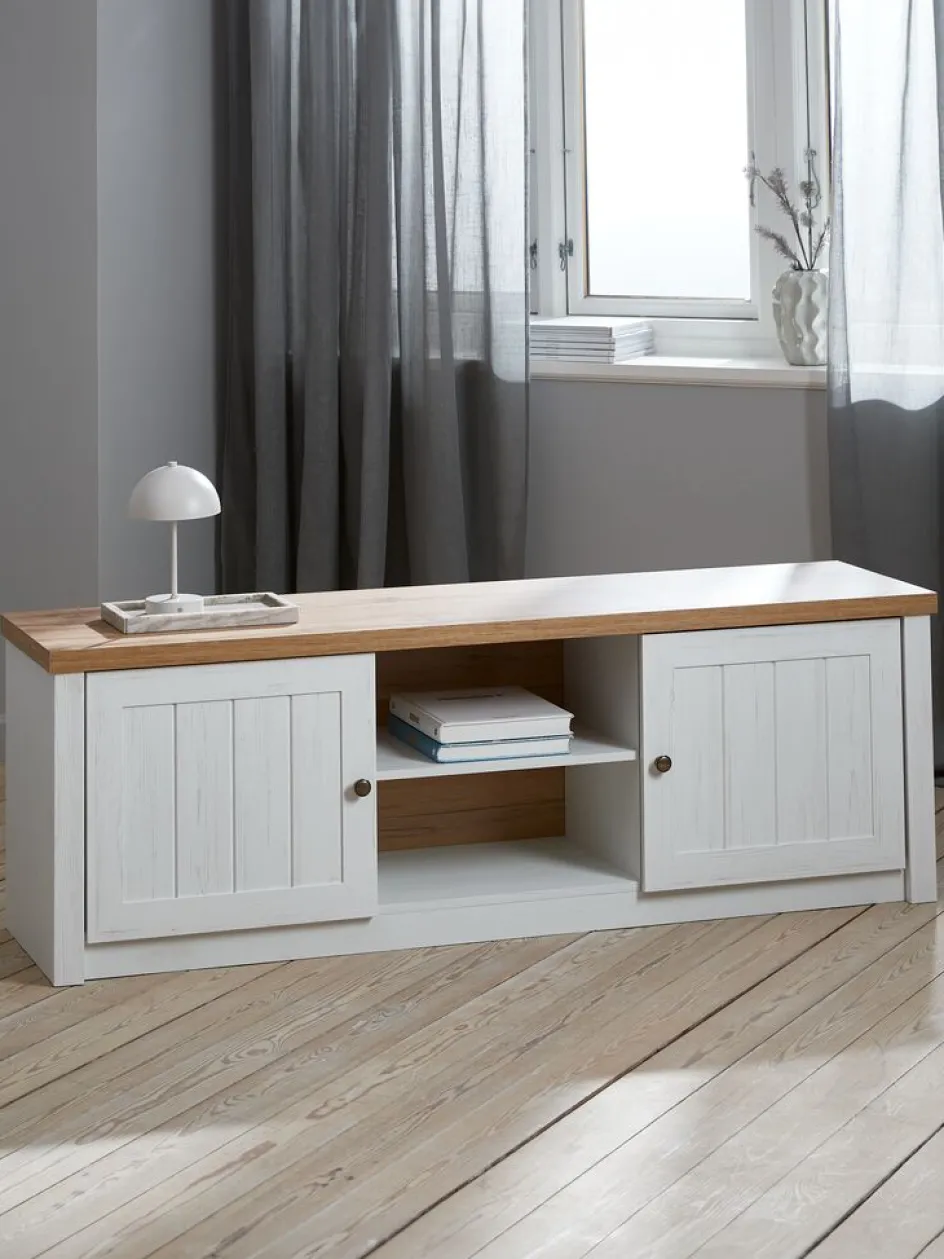 Online MARKSKELMueble TV MARKSKEL 2 puertas blanco/roble salvaje natural Muebles De TV