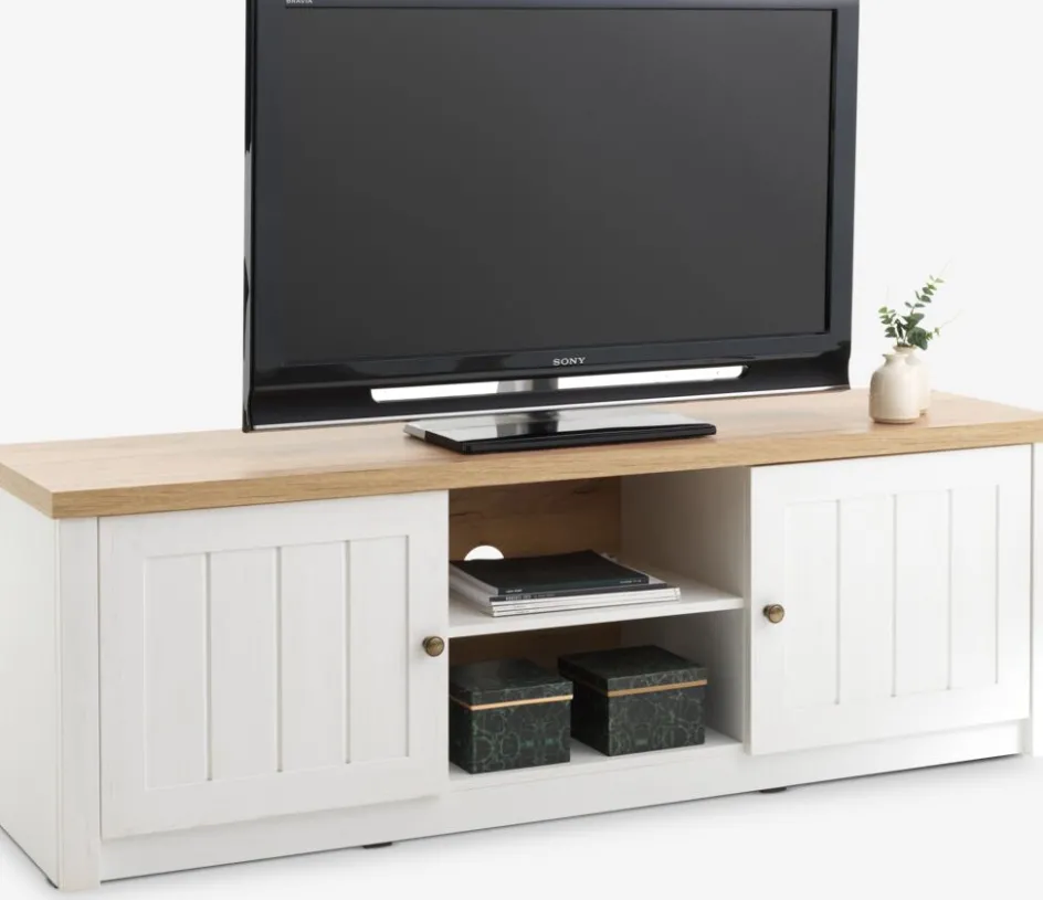 Online MARKSKELMueble TV MARKSKEL 2 puertas blanco/roble salvaje natural Muebles De TV