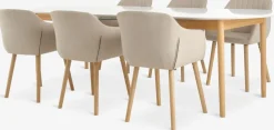 Outlet MARSTRAND + ADSLEVMesa MARSTRAND L200/280 blanco + 4 sillas ADSLEV beis Mesas De Comedor|Conjuntos De Comedor