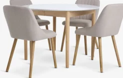 Best MARSTRAND + ADSLEVMesa MARSTRAND Ø110 blanco + 4 sillas ADSLEV beis Mesas De Comedor|Conjuntos De Comedor