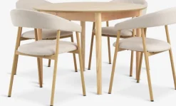 Outlet MARSTRAND + EJSINGMesa MARSTRAND Ø110 roble natural + 4 sillas EJSING beis Mesas De Comedor|Conjuntos De Comedor