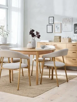 Outlet MARSTRAND + EJSINGMesa MARSTRAND Ø110 roble natural + 4 sillas EJSING beis Mesas De Comedor|Conjuntos De Comedor