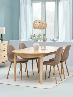 MARSTRAND + EJSTRUPMesa MARSTRAND L200/280 roble natural+4 EJSTRUP arena oscuro Mesas De Comedor|Conjuntos De Comedor
