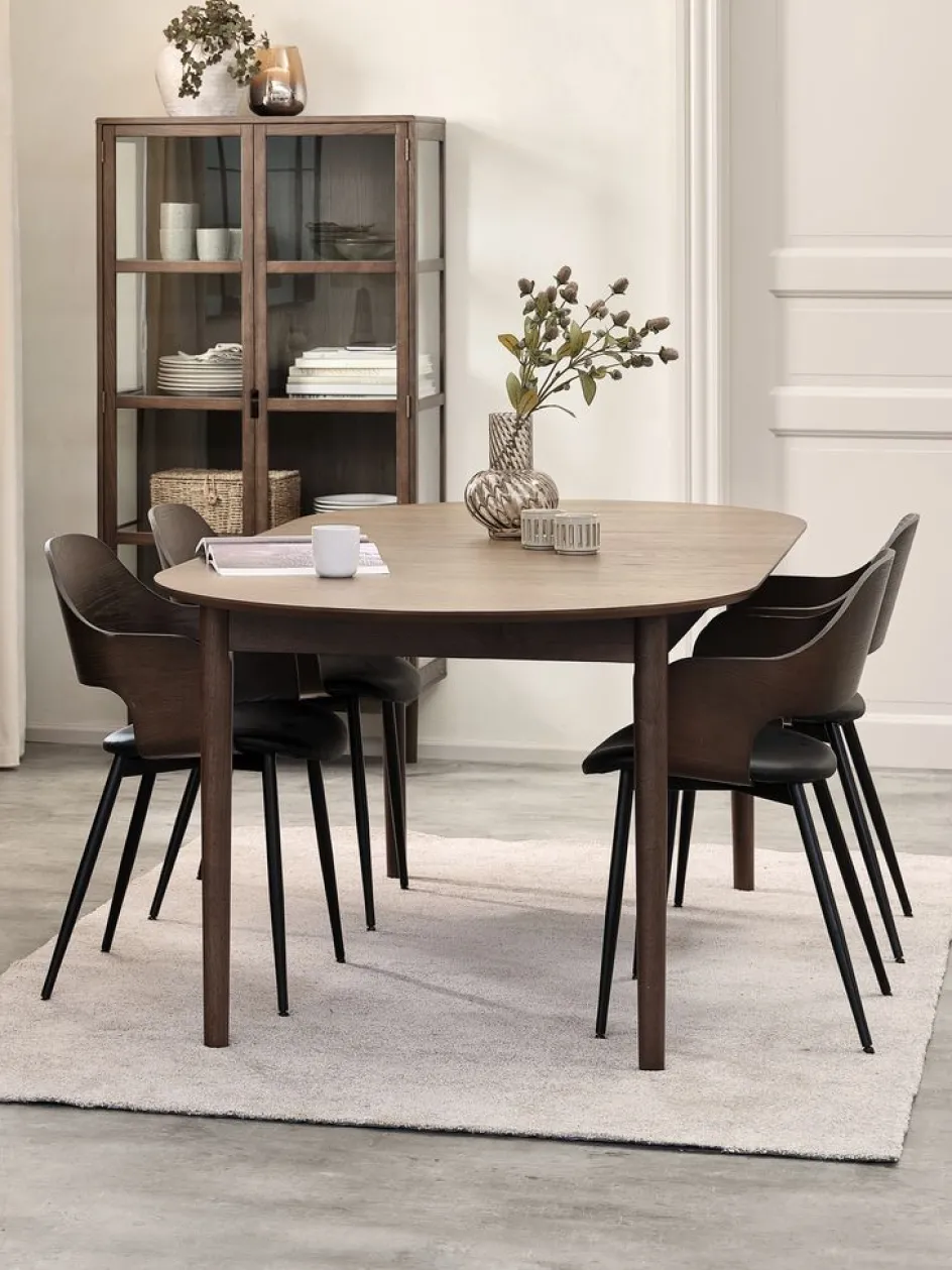 MARSTRAND + HVIDOVREMesa MARSTRAND L200/280 roble oscuro + 4 HVIDOVRE roble Mesas De Comedor|Conjuntos De Comedor