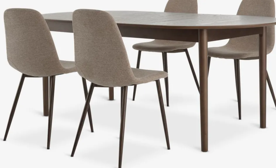 New MARSTRAND + JONSTRUPMesa MARSTRAND L200/280 roble oscuro + 4 JONSTRUP beis Mesas De Comedor|Conjuntos De Comedor