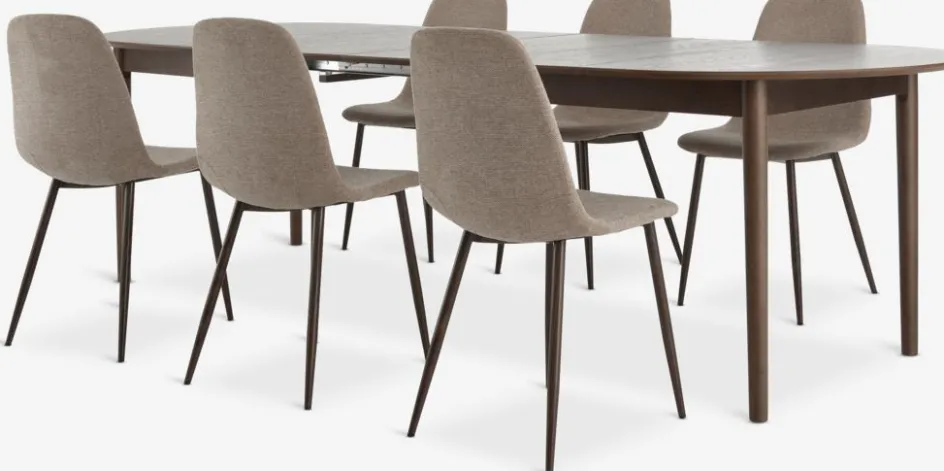 New MARSTRAND + JONSTRUPMesa MARSTRAND L200/280 roble oscuro + 4 JONSTRUP beis Mesas De Comedor|Conjuntos De Comedor