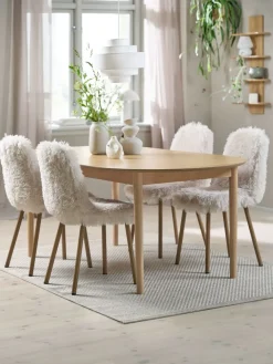 MARSTRAND + JONSTRUPMesa MARSTRAND L200/280 roble + 4 sillas JONSTRUP felpa Mesas De Comedor|Conjuntos De Comedor