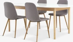 MARSTRAND + JONSTRUPMesa MARSTRAND L200/280 blanco + 4 JONSTRUP gris Mesas De Comedor|Conjuntos De Comedor