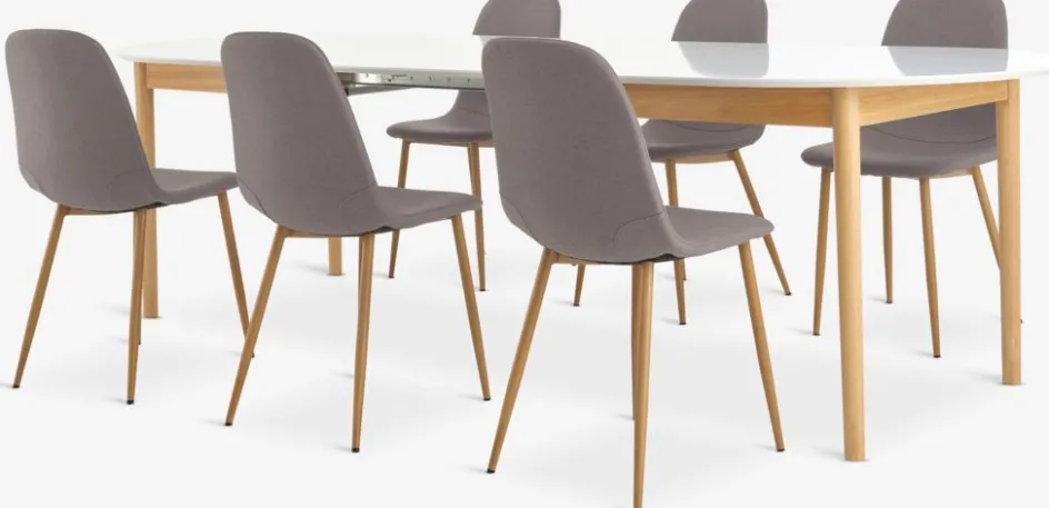 MARSTRAND + JONSTRUPMesa MARSTRAND L200/280 blanco + 4 JONSTRUP gris Mesas De Comedor|Conjuntos De Comedor