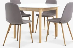 New MARSTRAND + JONSTRUPMesa MARSTRAND Ø110 blanco + 4 sillas JONSTRUP gris Mesas De Comedor|Conjuntos De Comedor