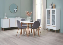New MARSTRAND + JONSTRUPMesa MARSTRAND Ø110 blanco + 4 sillas JONSTRUP gris Mesas De Comedor|Conjuntos De Comedor