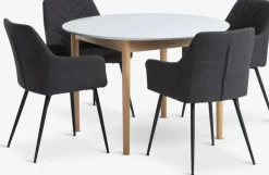 Online MARSTRAND + PURHUSMesa MARSTRAND Ø110 blanco + 4 sillas PURHUS gris Mesas De Comedor|Conjuntos De Comedor