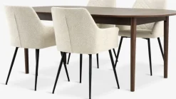 New MARSTRAND + PURHUSMesa MARSTRAND L200/280 roble + 4 sillas PURHUS blanco crudo Mesas De Comedor|Conjuntos De Comedor