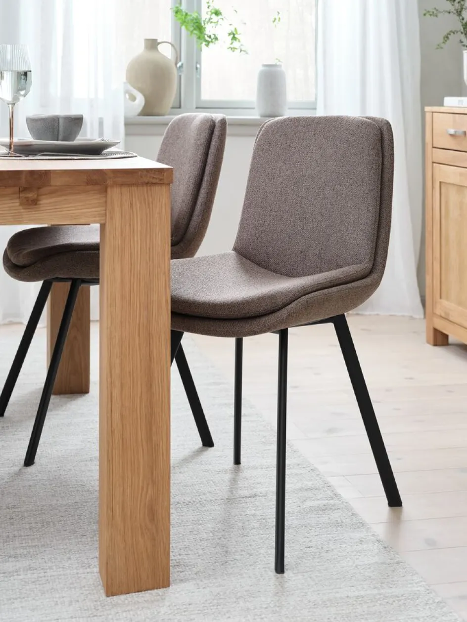 Outlet MELBYSilla de comedor MELBY tela marrón claro/negro Sillas De Comedor
