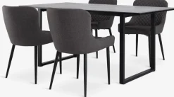 MOSELUND + PEBRINGEMesa MOSELUND L180 cerámica + 4 PEBRINGE gris/negro Mesas De Comedor|Conjuntos De Comedor