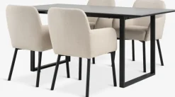 Clearance MOSELUND + SOTTRUPMesa MOSELUND L180 cerámica + 4 SOTTRUP beis/negro Mesas De Comedor|Conjuntos De Comedor