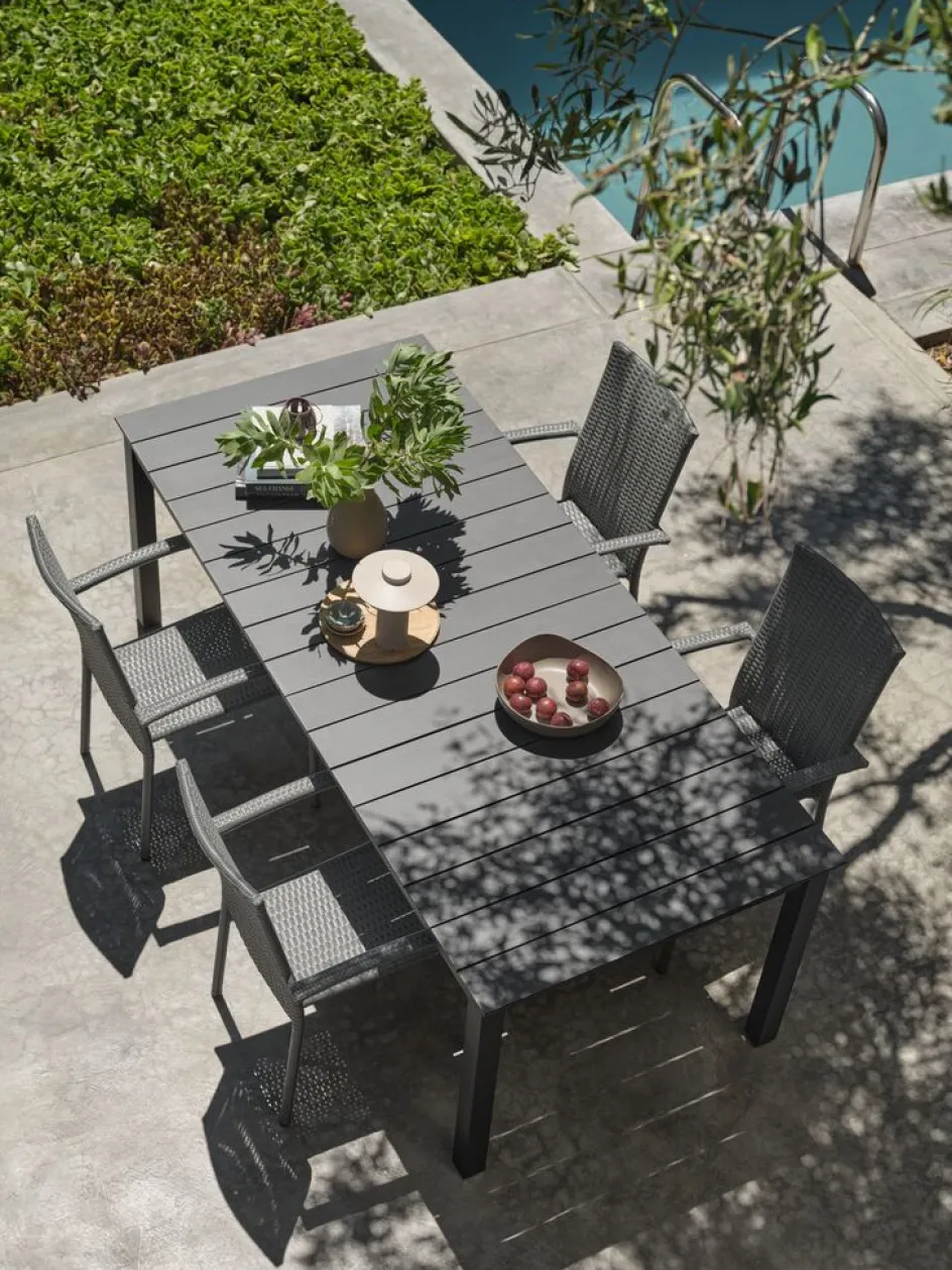Discount MOSS + GUDHJEMMesa MOSS L214/315 + 4 sillas GUDHJEM gris Conjuntos Mesa Y Sillas De Jardín