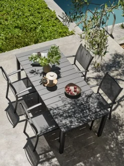 Sale MOSS + STRANDBYMesa MOSS L214/315 + 4 sillas STRANDBY gris Conjuntos Mesa Y Sillas De Jardín