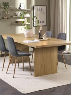 Discount MUNKEBY + JONSTRUPMesa MUNKEBY L220 roble cálido + 4 JONSTRUP asfalto Mesas De Comedor|Conjuntos De Comedor