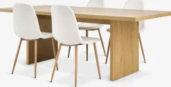Discount MUNKEBY + JONSTRUPMesa MUNKEBY L220 roble cálido + 4 sillas JONSTRUP blanco Mesas De Comedor|Conjuntos De Comedor