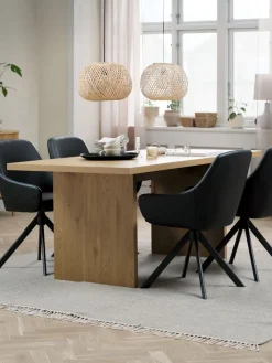 MUNKEBY + ROSTRUPMesa MUNKEBY L180 roble cálido + 4 sillas ROSTRUP negro Mesas De Comedor|Conjuntos De Comedor