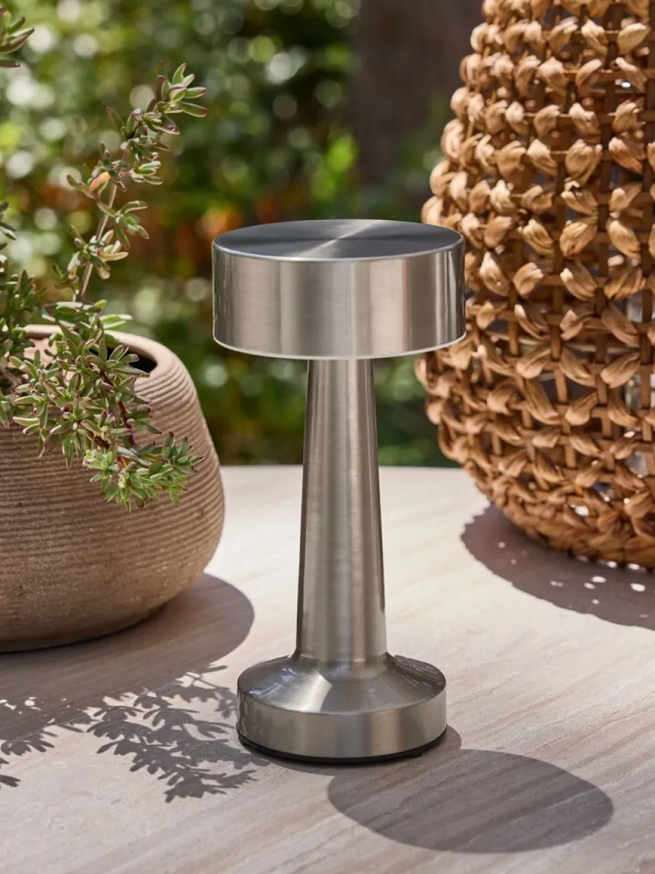 Outlet MUSVITLámpara de mesa recargable MUSVIT Ø11xA21cm cromo Iluminación Exterior