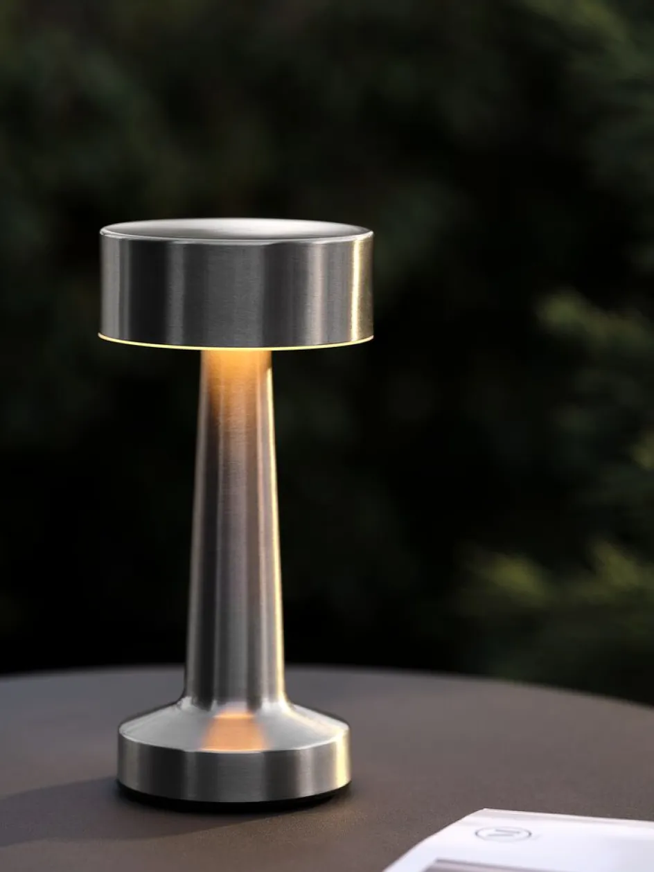 Outlet MUSVITLámpara de mesa recargable MUSVIT Ø11xA21cm cromo Iluminación Exterior
