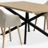 Clearance NORTOFT + ADSLEVMesa NORTOFT L200 roble cálido + 4 sillas ADSLEV tela beis Mesas De Comedor|Conjuntos De Comedor