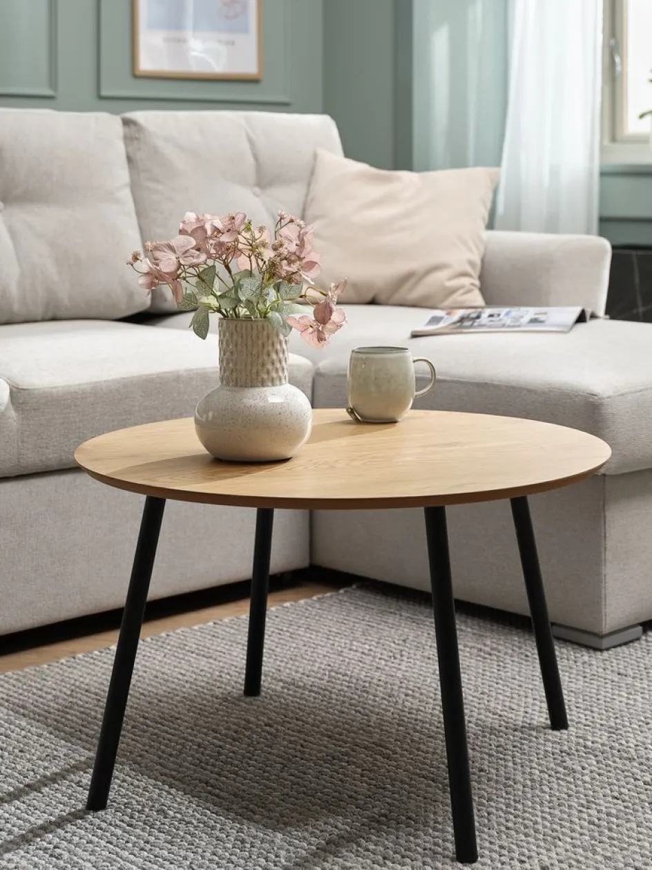 Discount NYBOMesa de centro NYBO Ø70 color roble cálido/negro Mesas De Centro|Mesas Auxiliares