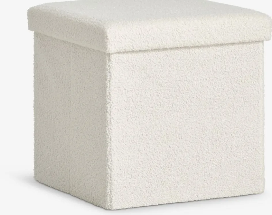 NYSTEDPuf NYSTED 38x38 con almacenaje felpa blanco crudo Pufs|Pufs