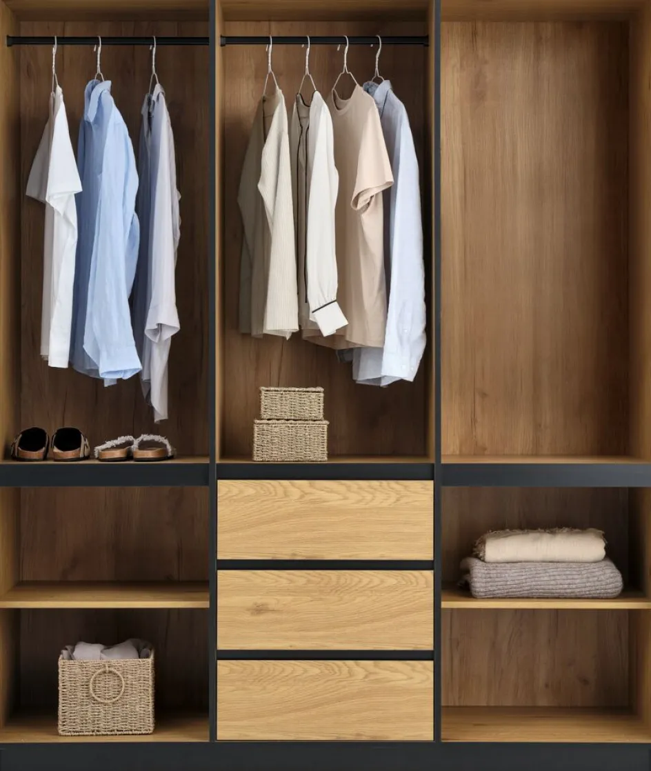Outlet ODENSEArmario ODENSE 179x210 5 puertas 3 cajones color roble cálid Armarios|Todos Los Armarios