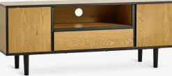 Outlet ODENSEMueble TV ODENSE 2 puertas 1 cajón color roble cálido/negro Muebles De TV