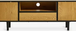 Outlet ODENSEMueble TV ODENSE 2 puertas 1 cajón color roble cálido/negro Muebles De TV