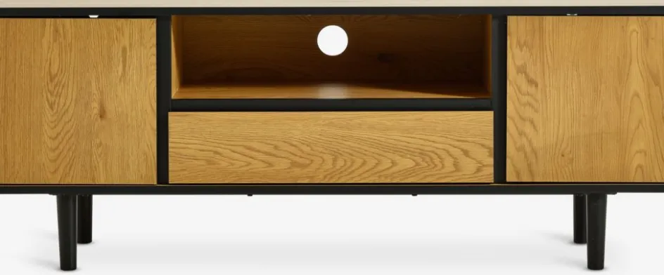 Outlet ODENSEMueble TV ODENSE 2 puertas 1 cajón color roble cálido/negro Muebles De TV