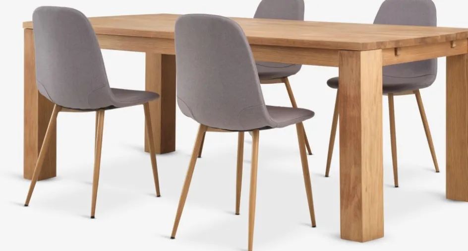 Discount OLDE + JONSTRUPMesa OLDE L200 roble natural + 4 sillas JONSTRUP gris Mesas De Comedor|Conjuntos De Comedor