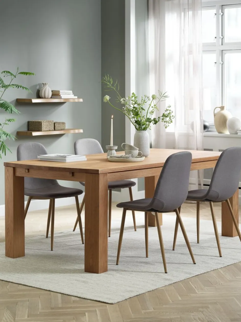 Discount OLDE + JONSTRUPMesa OLDE L200 roble natural + 4 sillas JONSTRUP gris Mesas De Comedor|Conjuntos De Comedor