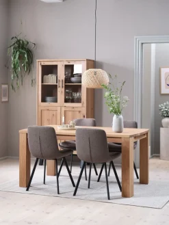 Clearance OLDE + MELBYMesa OLDE L160 roble + 4 sillas MELBY marrón claro/negro Mesas De Comedor|Conjuntos De Comedor