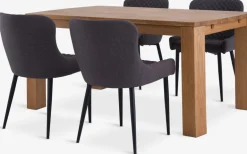 OLDE + PEBRINGEMesa OLDE L160 roble natural + 4 sillas PEBRINGE gris/negro Mesas De Comedor|Conjuntos De Comedor