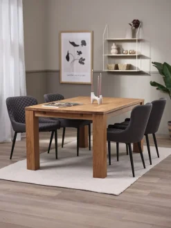OLDE + PEBRINGEMesa OLDE L160 roble natural + 4 sillas PEBRINGE gris/negro Mesas De Comedor|Conjuntos De Comedor
