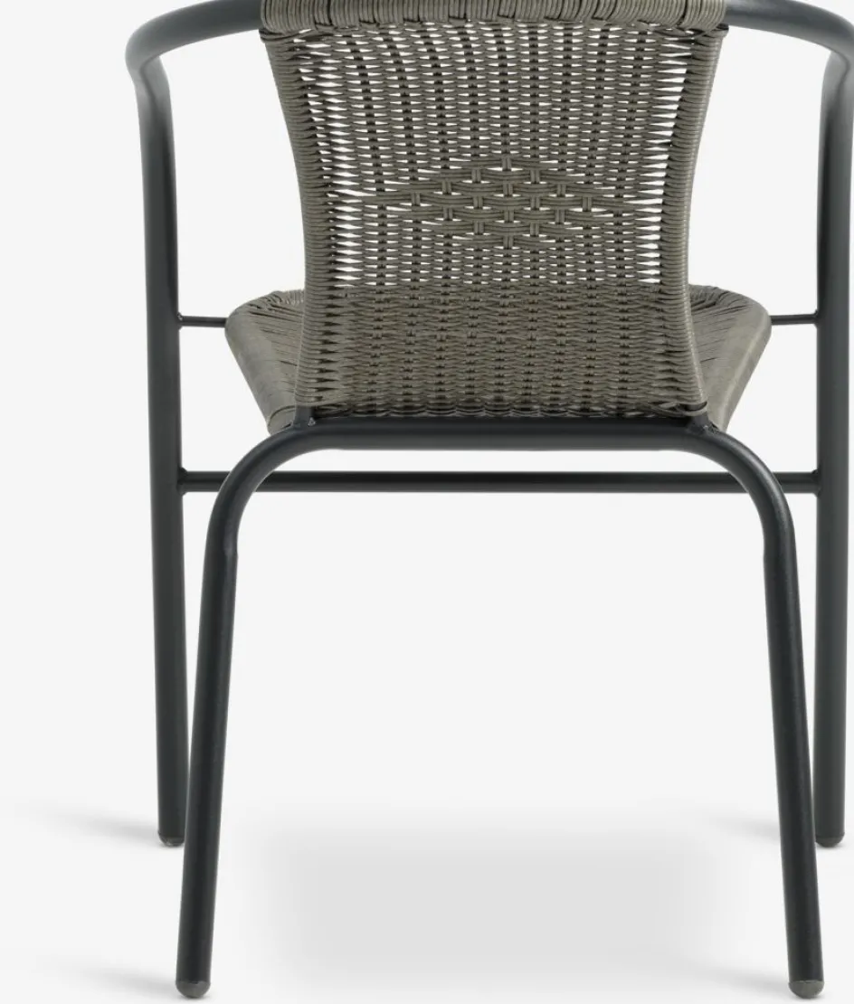 Discount RADSTRUP + GRENAAMesa RADSTRUP Ø60 negro + 2 sillas GRENAA gris Conjuntos Mesa Y Sillas De Jardín