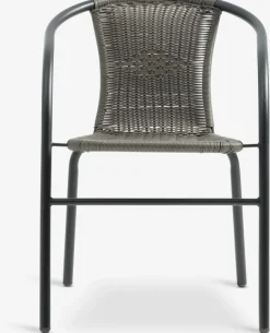 Discount RADSTRUP + GRENAAMesa RADSTRUP Ø60 negro + 2 sillas GRENAA gris Conjuntos Mesa Y Sillas De Jardín
