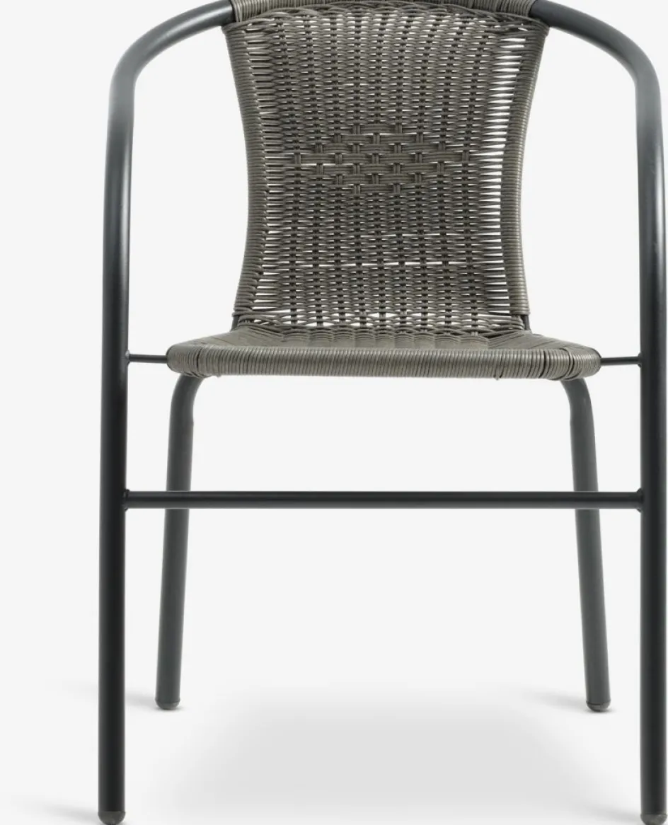 Discount RADSTRUP + GRENAAMesa RADSTRUP Ø60 negro + 2 sillas GRENAA gris Conjuntos Mesa Y Sillas De Jardín