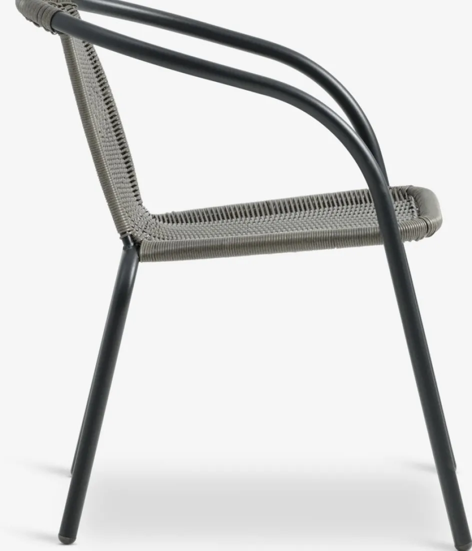 Discount RADSTRUP + GRENAAMesa RADSTRUP Ø60 negro + 2 sillas GRENAA gris Conjuntos Mesa Y Sillas De Jardín