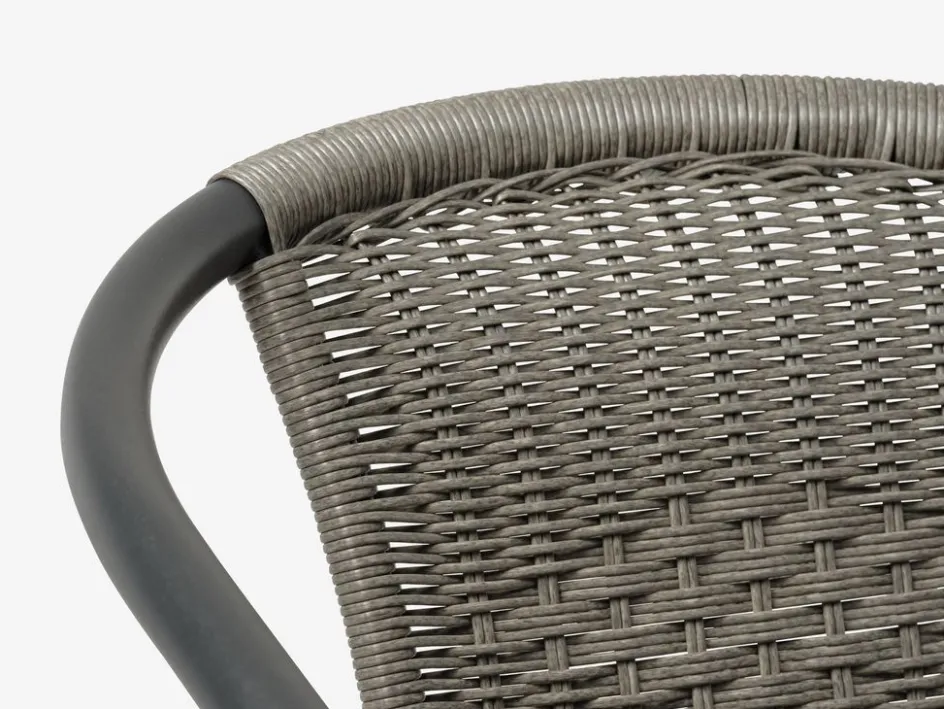 Discount RADSTRUP + GRENAAMesa RADSTRUP Ø60 negro + 2 sillas GRENAA gris Conjuntos Mesa Y Sillas De Jardín