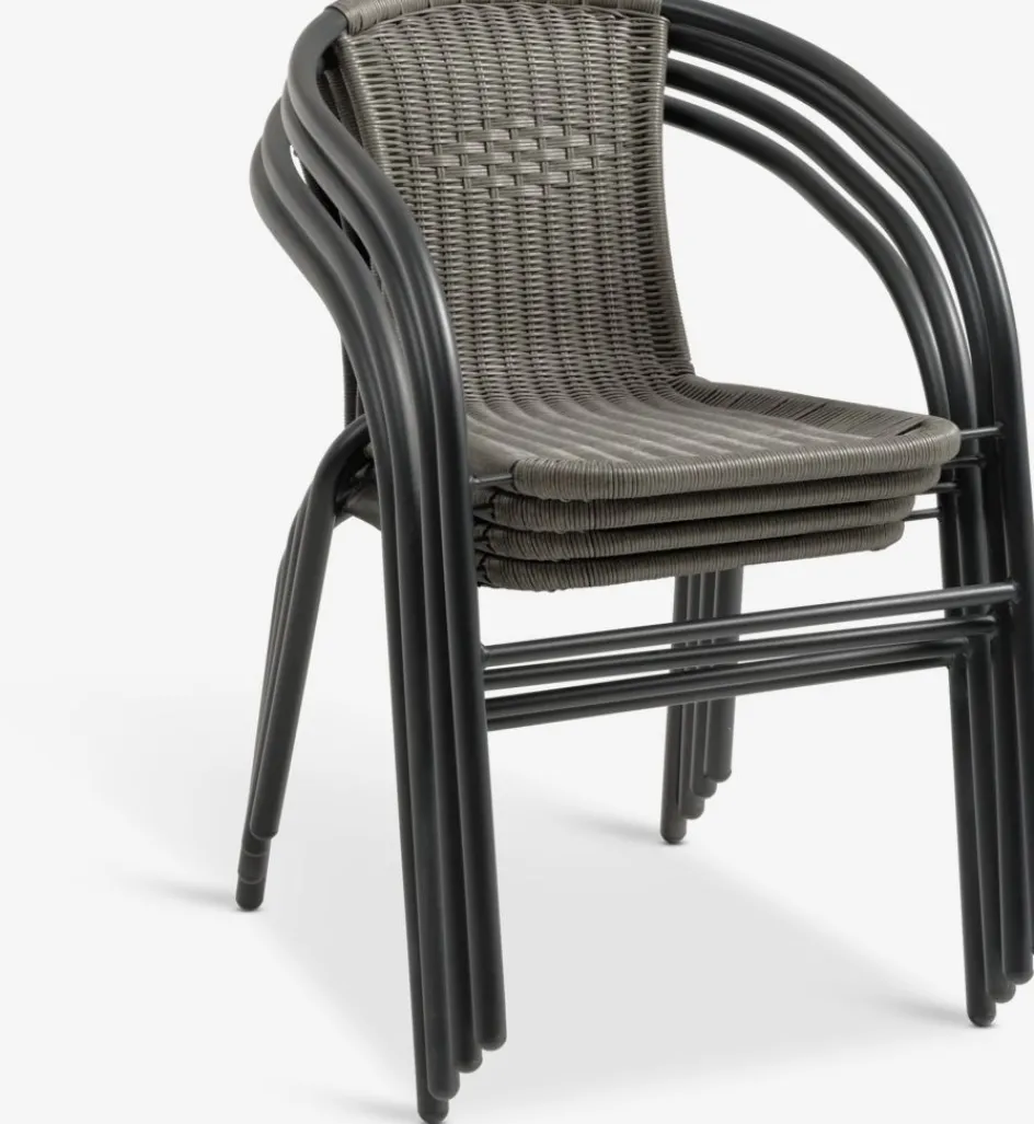 Discount RADSTRUP + GRENAAMesa RADSTRUP Ø60 negro + 2 sillas GRENAA gris Conjuntos Mesa Y Sillas De Jardín