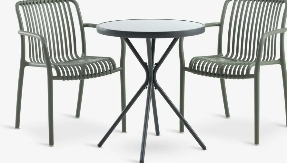 Online RADSTRUP + NABBENMesa RADSTRUP Ø60 negro + 2 sillas NABBEN Conjuntos Mesa Y Sillas De Jardín