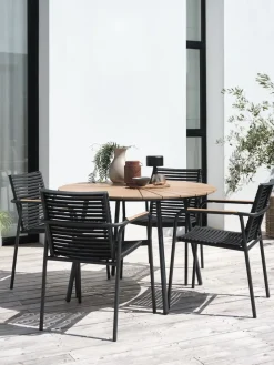 Sale RANGSTRUP + NABEMesa RANGSTRUP Ø110 natural/negro + 4 sillas NABE negro Conjuntos Mesa Y Sillas De Jardín